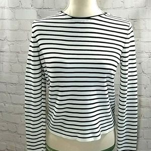 Zara Knit Black And White Stretchy Zippered Top